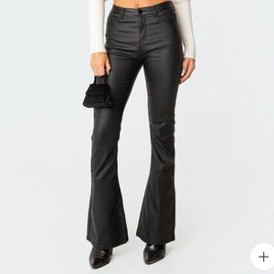 Edikted Black Flare Leather Pants